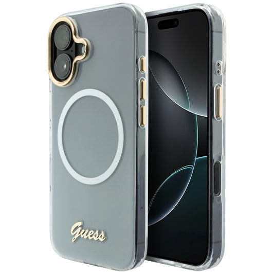 Guess IML Gradient Script Metal MagSafe Case for iPhone 17 - White_0