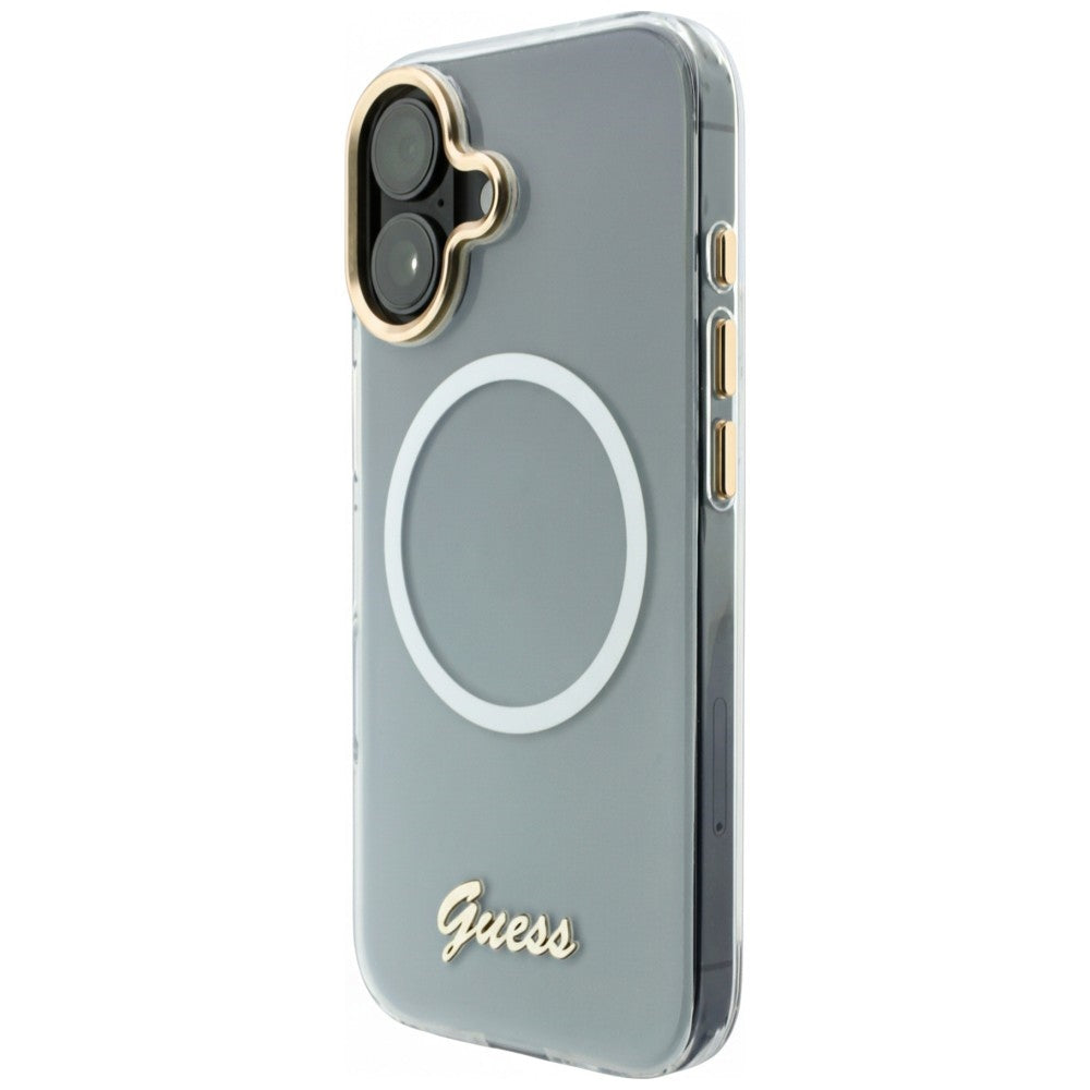Guess IML Gradient Script Metal MagSafe Case for iPhone 17 - White_1