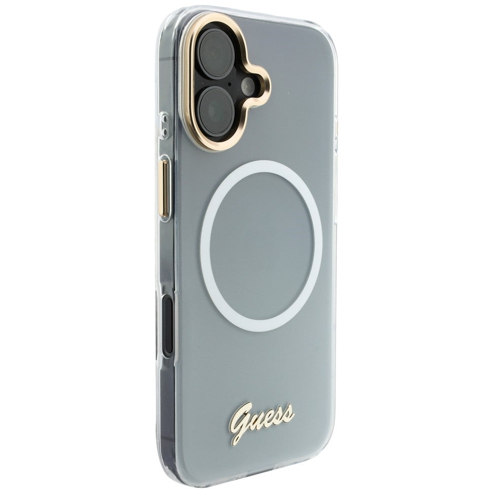 Guess IML Gradient Script Metal MagSafe Case for iPhone 17 - White_3