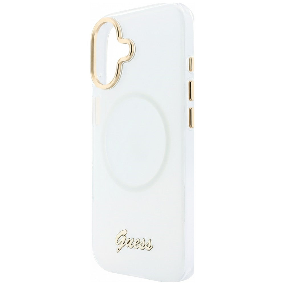 Guess IML Gradient Script Metal MagSafe Case for iPhone 17 - White_5