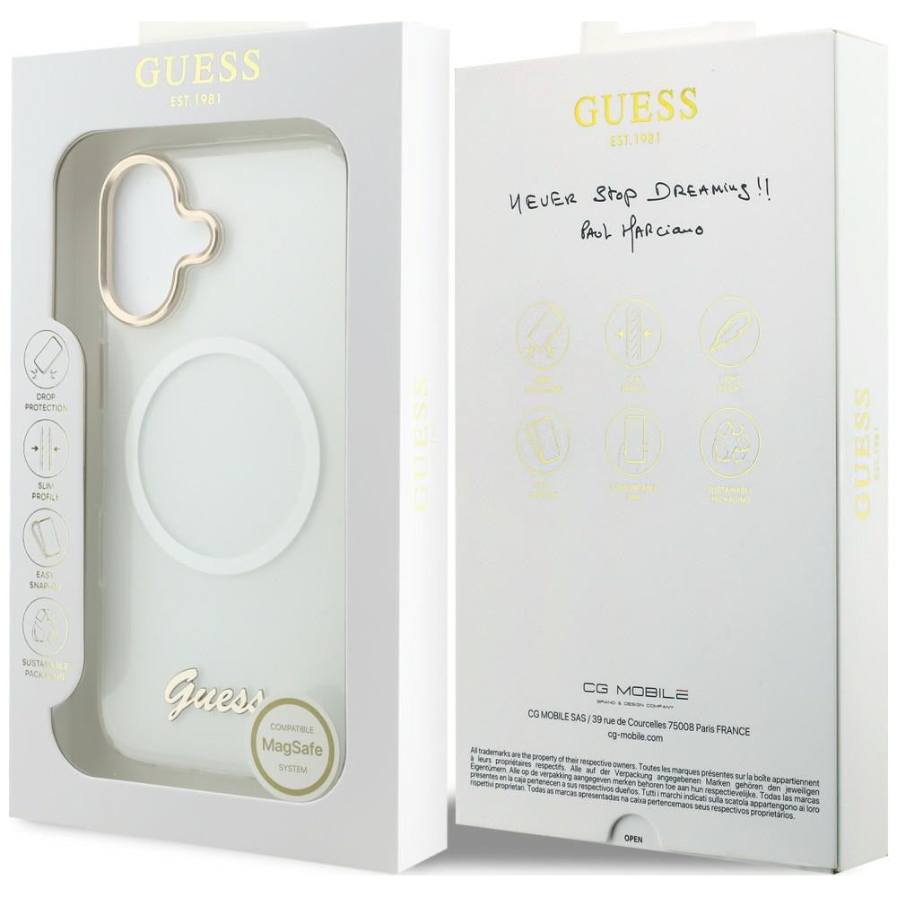 Guess IML Gradient Script Metal MagSafe Case for iPhone 17 - White_7