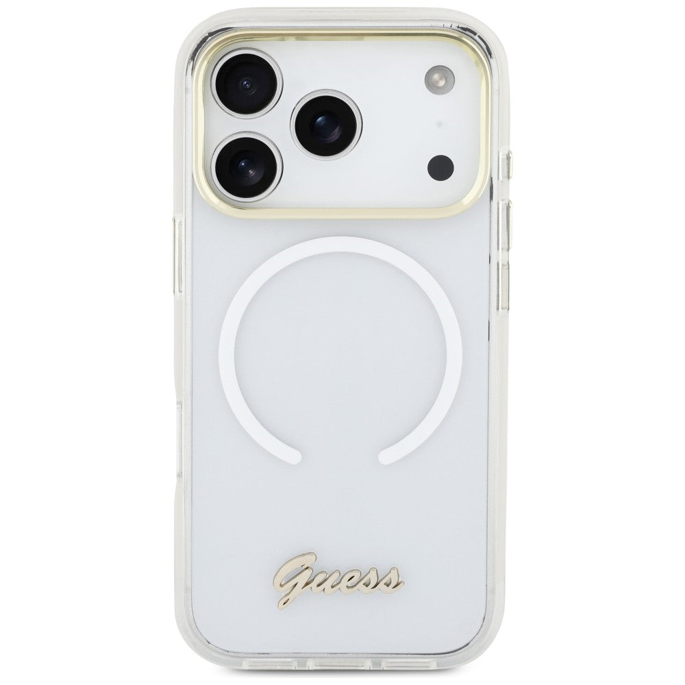 Guess IML Gradient Script Metal MagSafe Case for iPhone 17 Pro - White_2