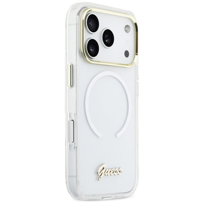 Guess IML Gradient Script Metal MagSafe Case for iPhone 17 Pro - White_3