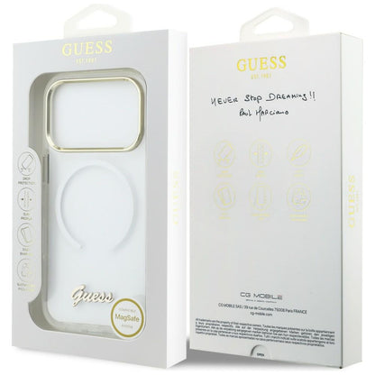 Guess IML Gradient Script Metal MagSafe Case for iPhone 17 Pro - White_7