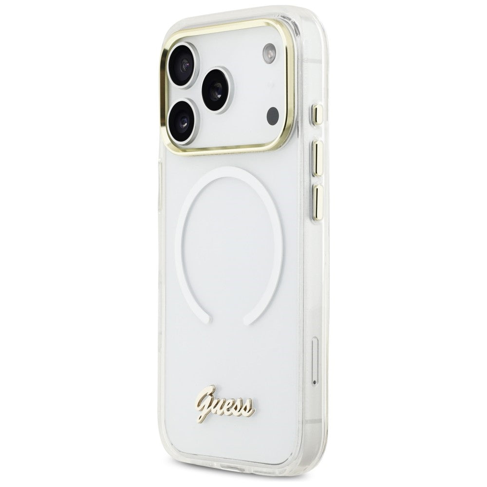 Guess IML Gradient Script Metal MagSafe Case for iPhone 17 Pro Max - White_1