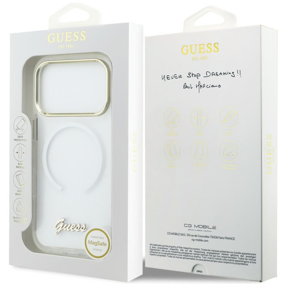 Guess IML Gradient Script Metal MagSafe Case for iPhone 17 Pro Max - White_7