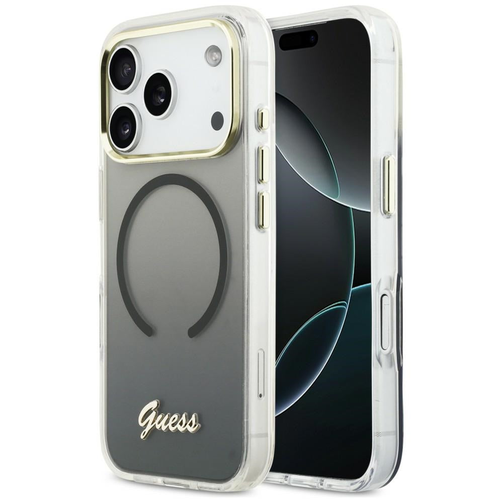 Guess IML Gradient Script Metal MagSafe Case for iPhone 17 Pro Max - Black_0