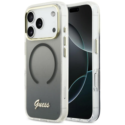 Guess IML Gradient Script Metal MagSafe Case for iPhone 17 Pro Max - Black_0
