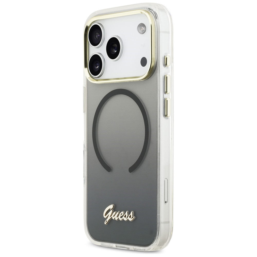 Guess IML Gradient Script Metal MagSafe Case for iPhone 17 Pro Max - Black_1