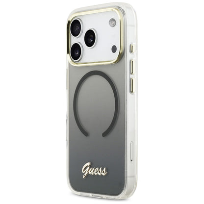 Guess IML Gradient Script Metal MagSafe Case for iPhone 17 Pro Max - Black_1
