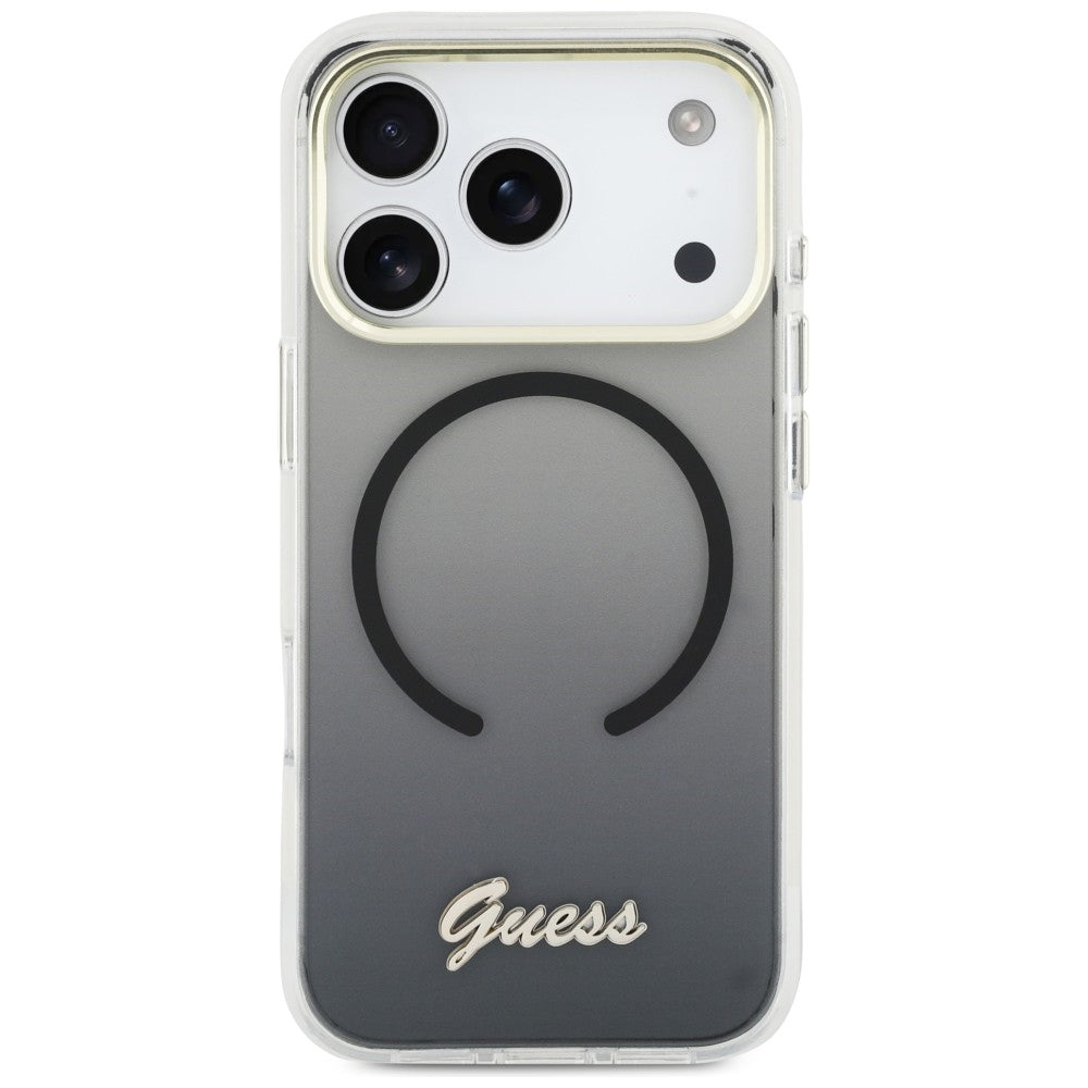 Guess IML Gradient Script Metal MagSafe Case for iPhone 17 Pro Max - Black_2