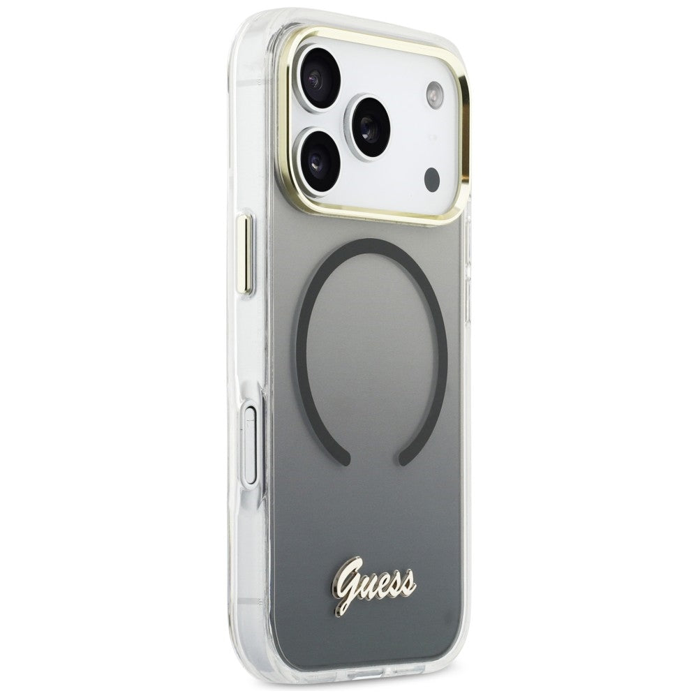 Guess IML Gradient Script Metal MagSafe Case for iPhone 17 Pro Max - Black_3