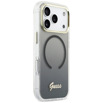 Guess IML Gradient Script Metal MagSafe Case for iPhone 17 Pro Max - Black_3