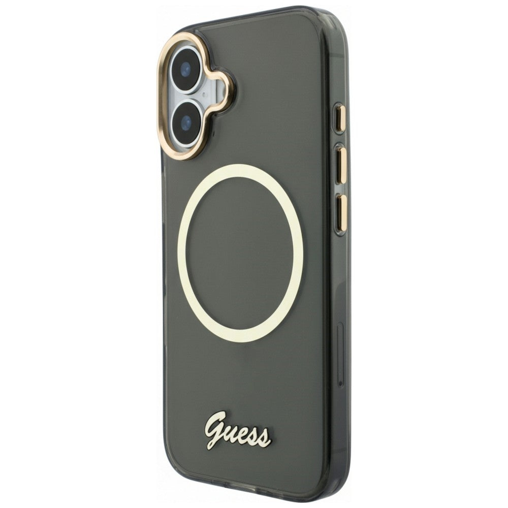 Guess IML Script Metal MagSafe Case for iPhone 17 - Black_1