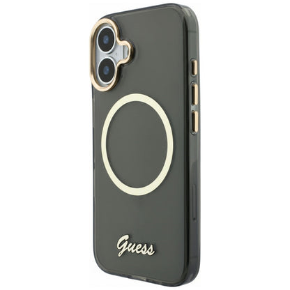 Guess IML Script Metal MagSafe Case for iPhone 17 - Black_1