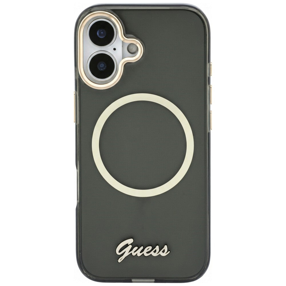 Guess IML Script Metal MagSafe Case for iPhone 17 - Black_2
