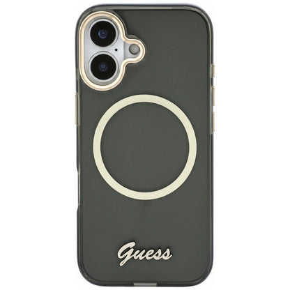 Guess IML Script Metal MagSafe Case for iPhone 17 - Black_2