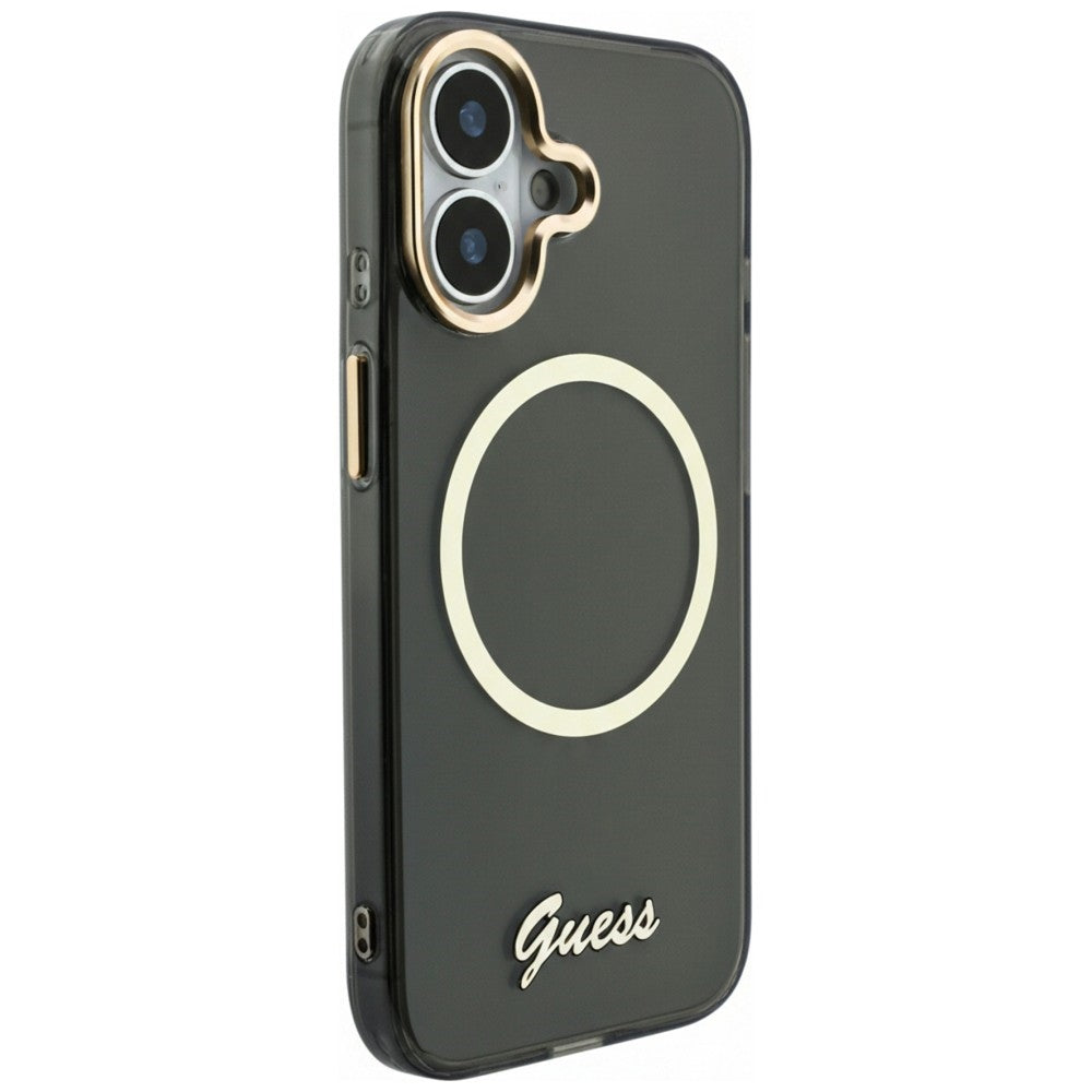 Guess IML Script Metal MagSafe Case for iPhone 17 - Black_3