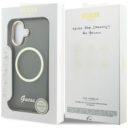 Guess IML Script Metal MagSafe Case for iPhone 17 - Black_7