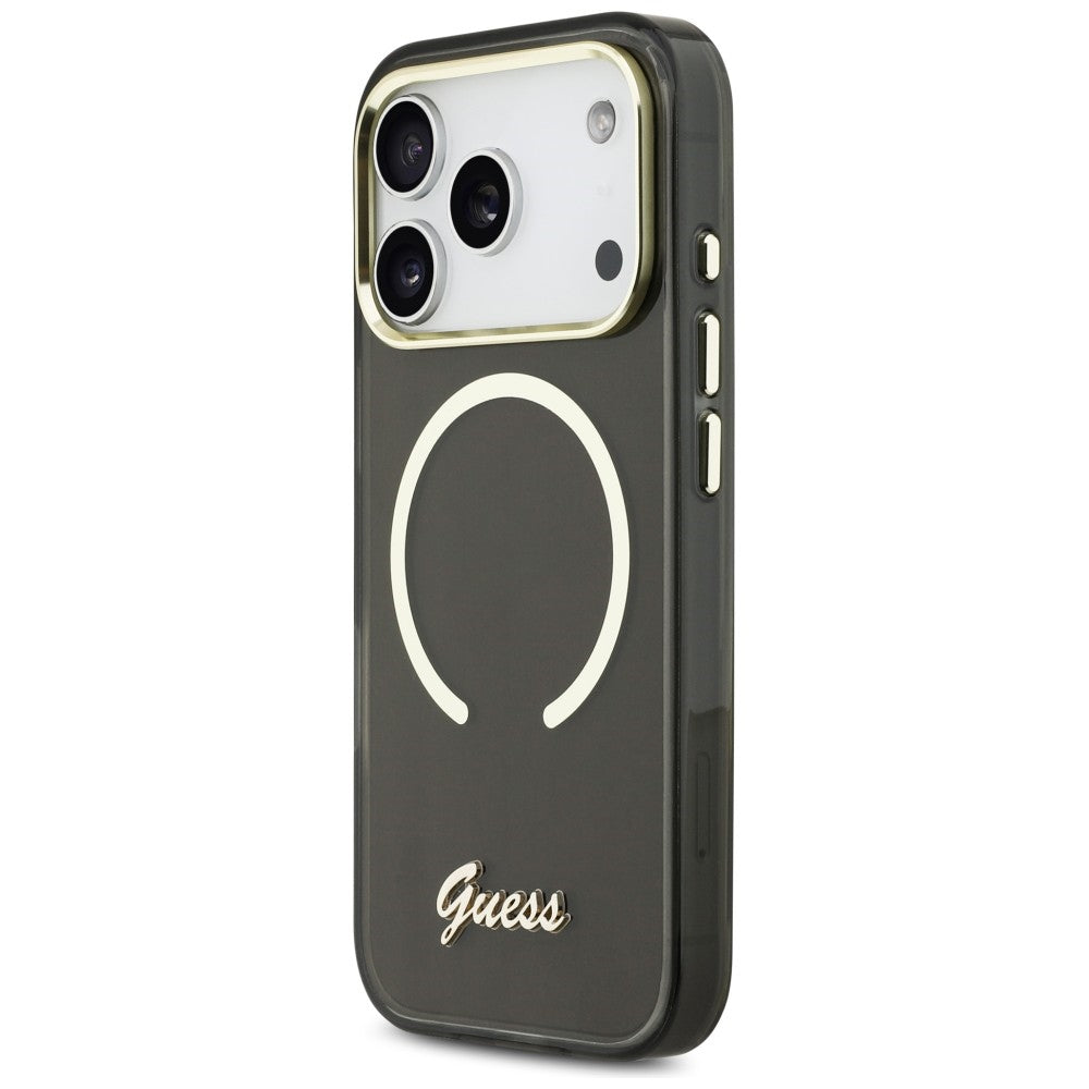 Guess IML Script Metal MagSafe Case for iPhone 17 Pro - Black_1