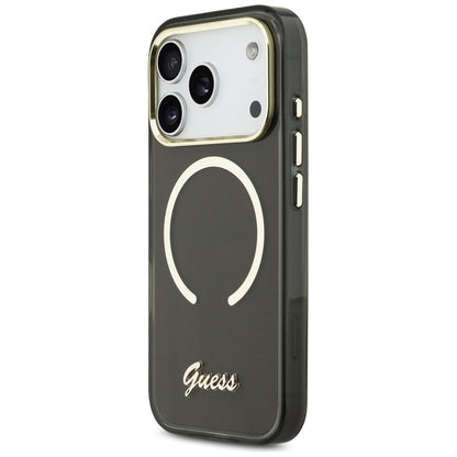 Guess IML Script Metal MagSafe Case for iPhone 17 Pro - Black_1