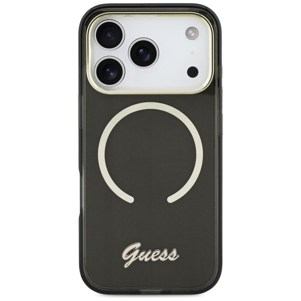 Guess IML Script Metal MagSafe Case for iPhone 17 Pro - Black_2