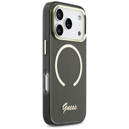Guess IML Script Metal MagSafe Case for iPhone 17 Pro - Black_3