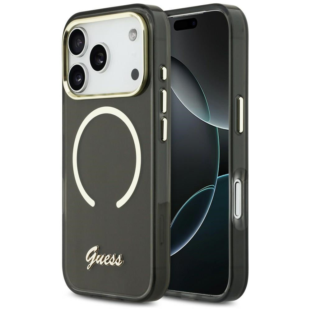 Guess IML Script Metal MagSafe Case for iPhone 17 Pro Max - Black_0