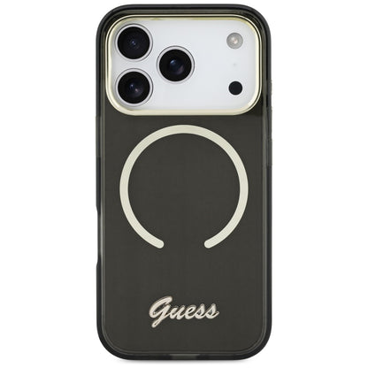 Guess IML Script Metal MagSafe Case for iPhone 17 Pro Max - Black_2