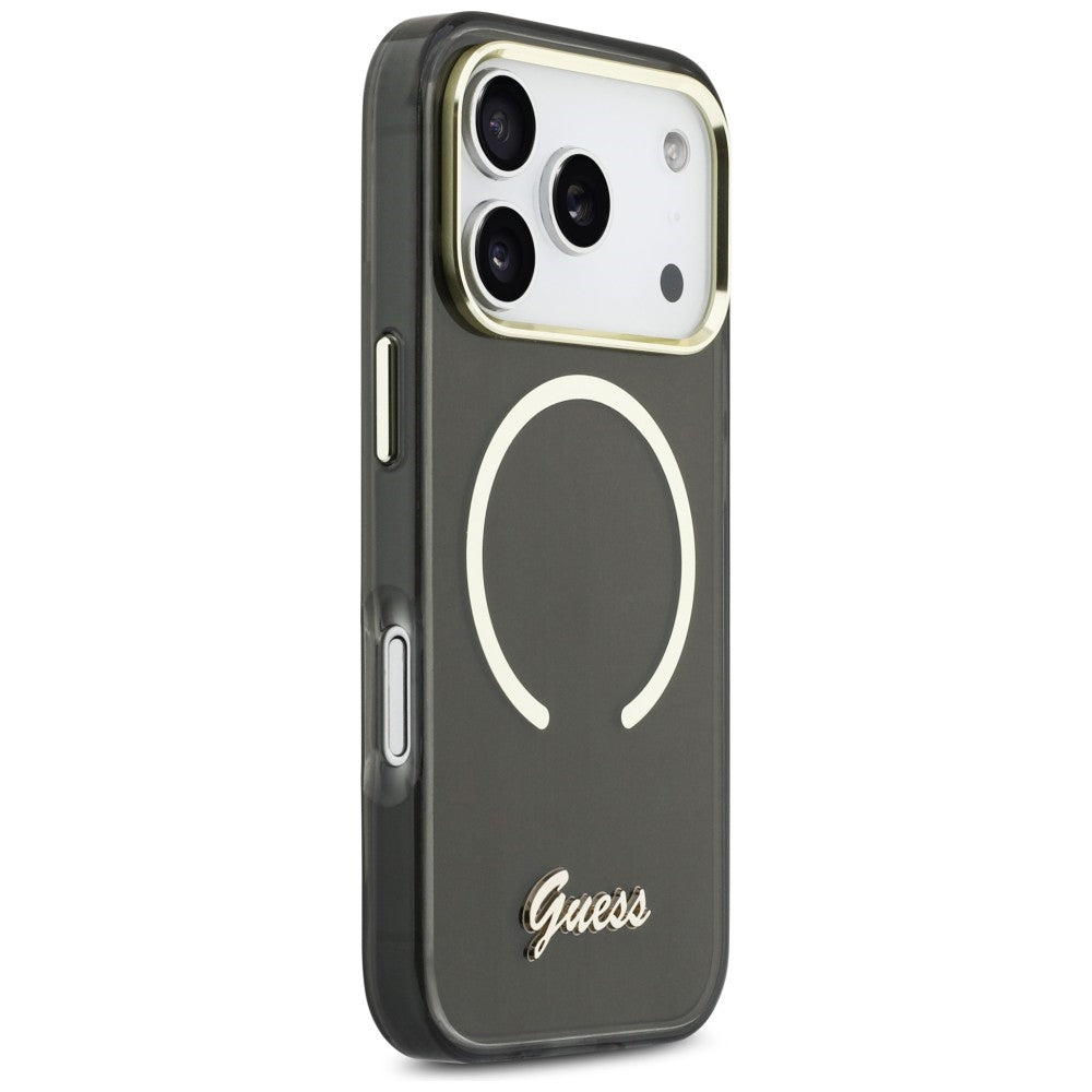 Guess IML Script Metal MagSafe Case for iPhone 17 Pro Max - Black_3