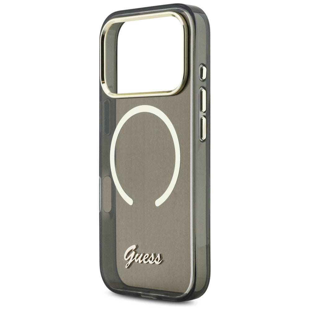 Guess IML Script Metal MagSafe Case for iPhone 17 Pro Max - Black_5