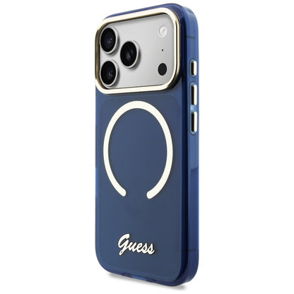 Guess IML Script Metal MagSafe Case for iPhone 17 Pro Max - Blue_1