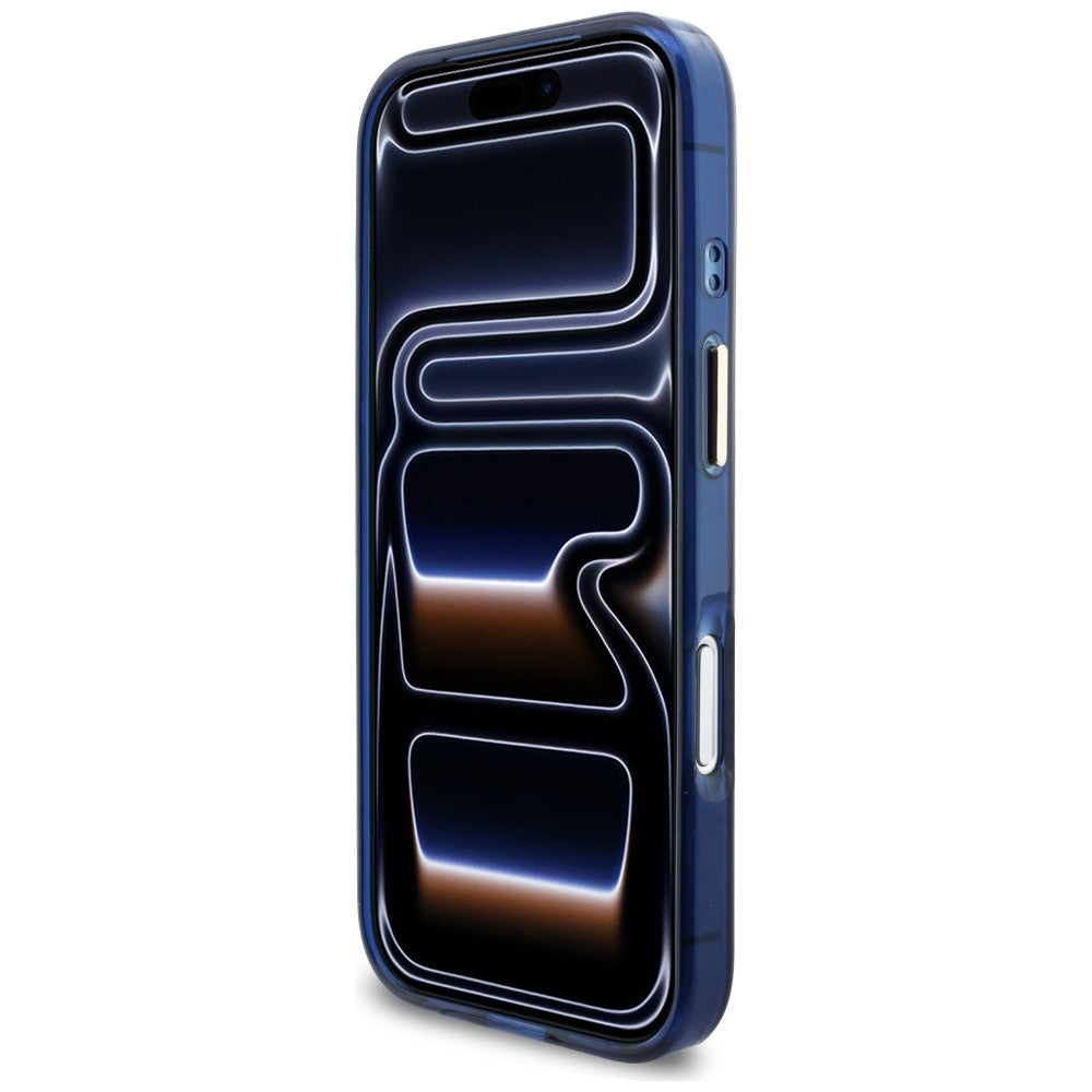 Guess IML Script Metal MagSafe Case for iPhone 17 Pro - Blue_4