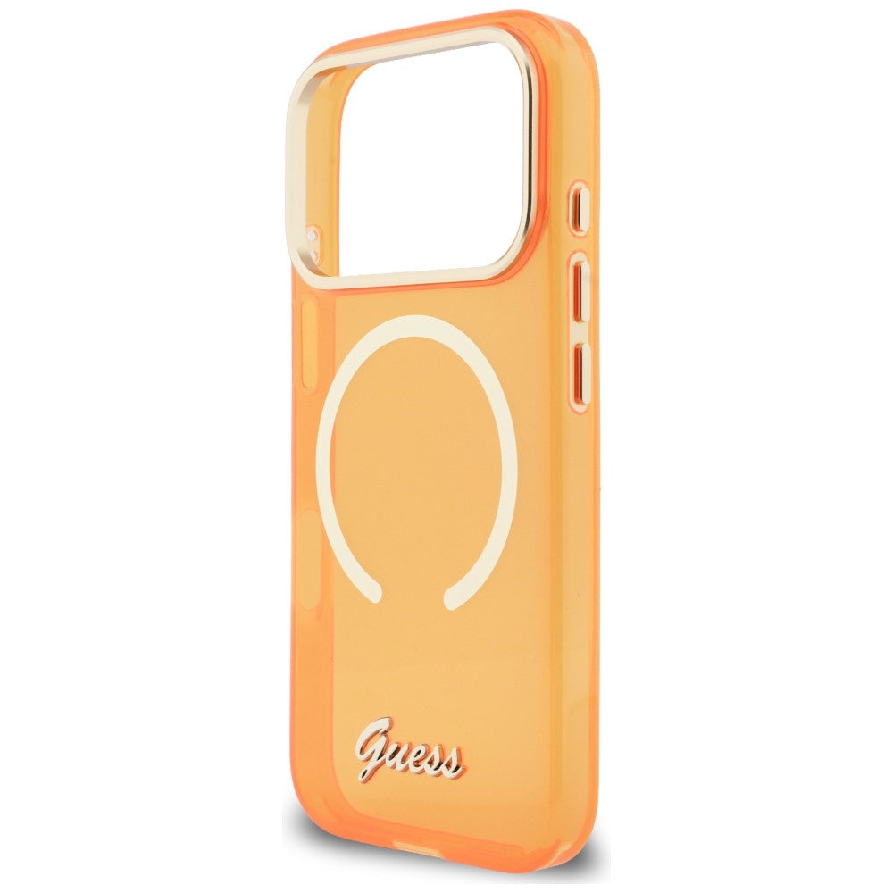 Guess IML Script Metal MagSafe Case for iPhone 17 Pro - Orange_5