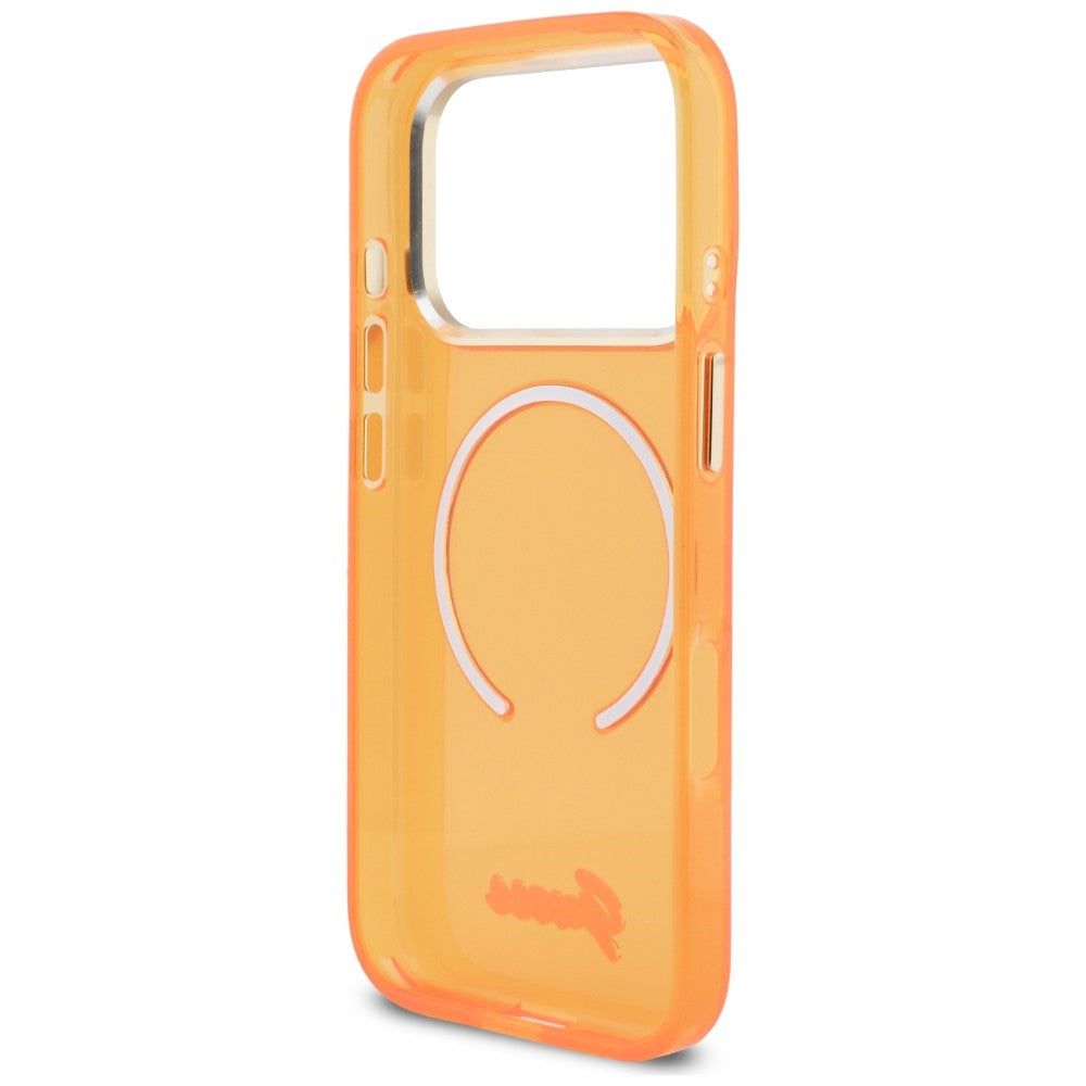 Guess IML Script Metal MagSafe Case for iPhone 17 Pro - Orange_6