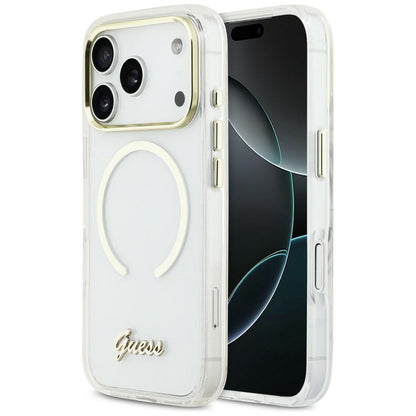 Guess IML Script Metal MagSafe Case for iPhone 17 Pro - Clear_0