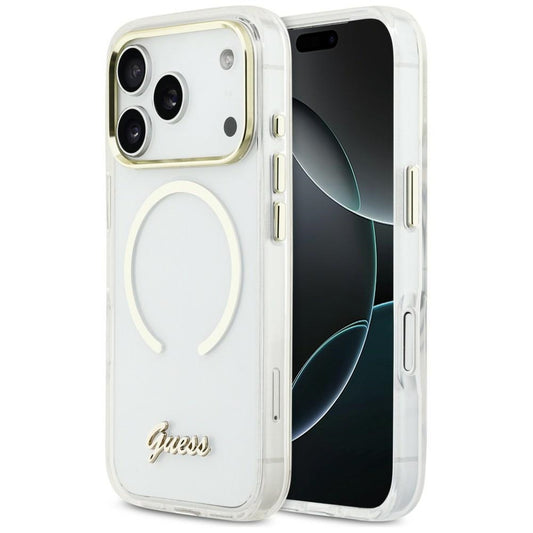 Guess IML Script Metal MagSafe Case for iPhone 17 Pro - Clear_0