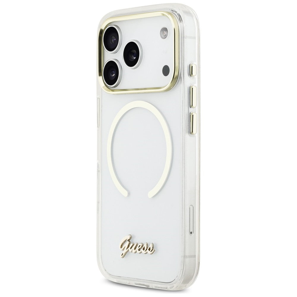 Guess IML Script Metal MagSafe Case for iPhone 17 Pro - Clear_1