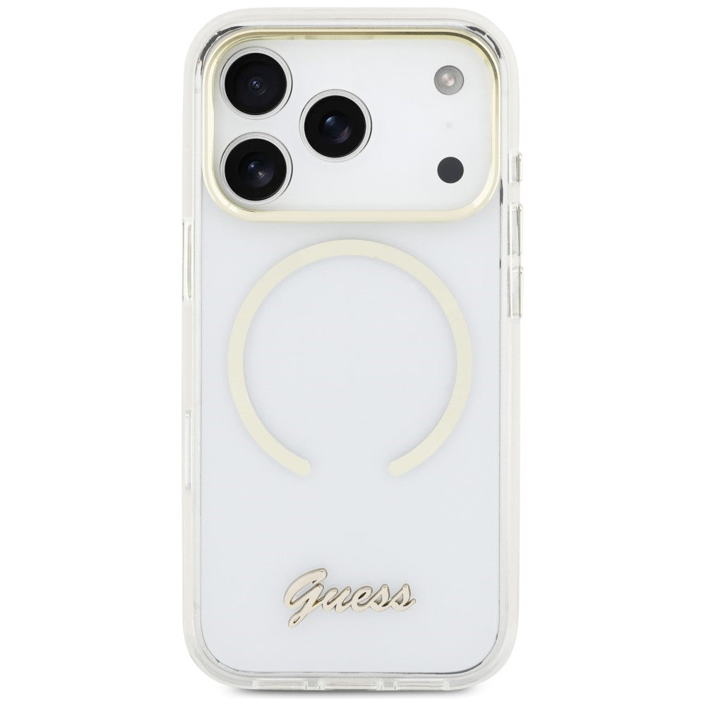 Guess IML Script Metal MagSafe Case for iPhone 17 Pro - Clear_2
