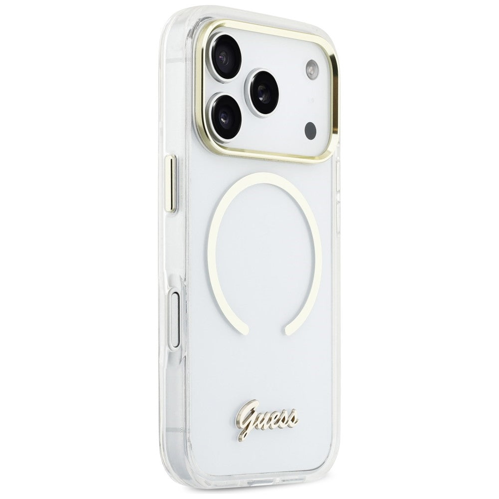 Guess IML Script Metal MagSafe Case for iPhone 17 Pro - Clear_3