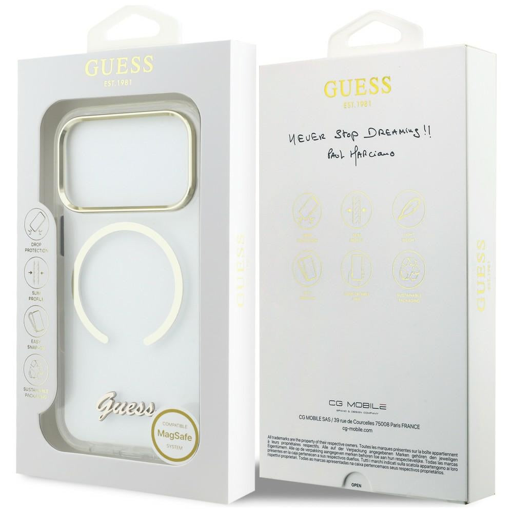 Guess IML Script Metal MagSafe Case for iPhone 17 Pro - Clear_7