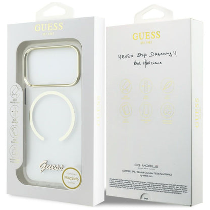 Guess IML Script Metal MagSafe Case for iPhone 17 Pro - Clear_7
