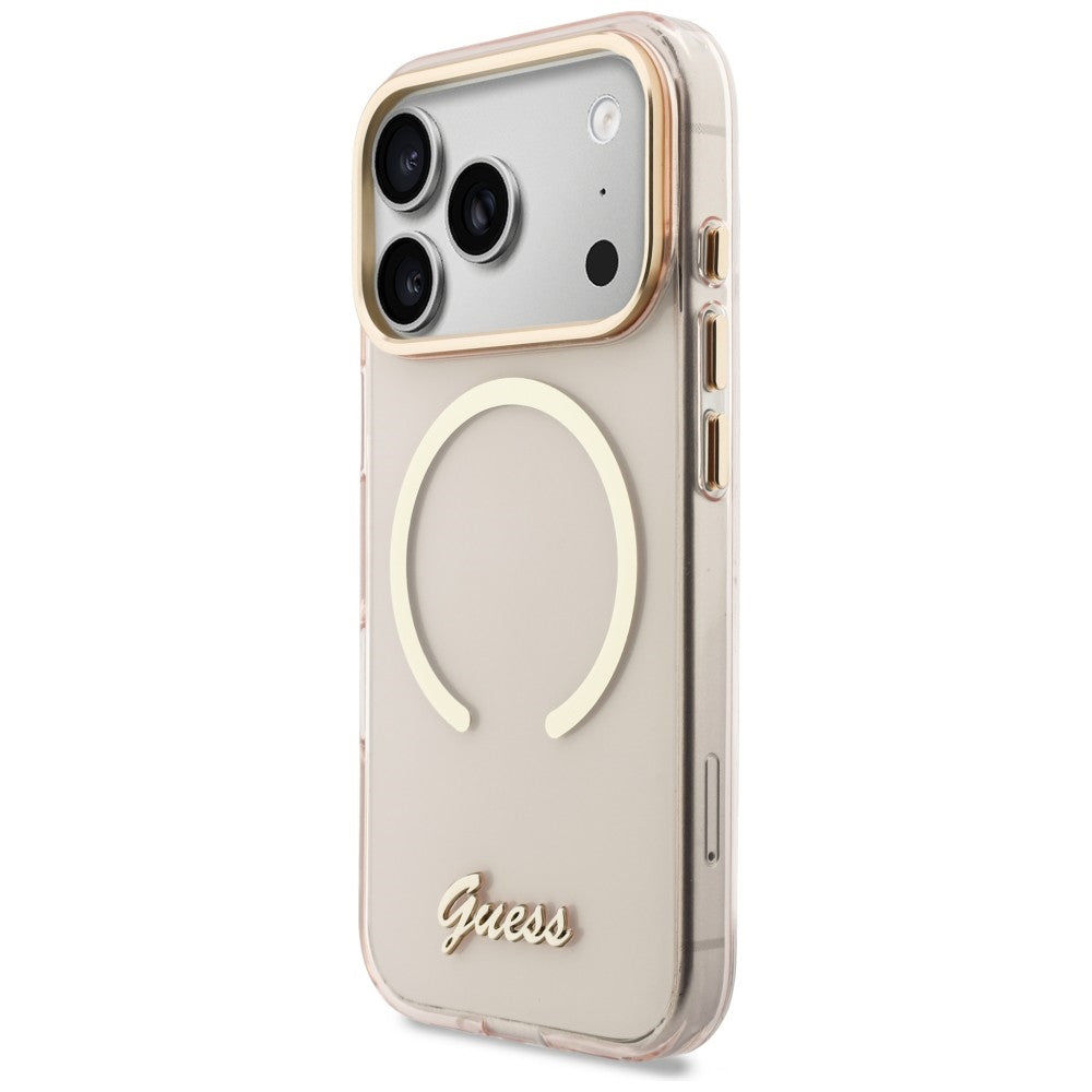 Guess IML Script Metal MagSafe Case for iPhone 17 Pro - Pink_1