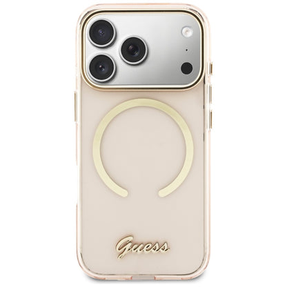 Guess IML Script Metal MagSafe Case for iPhone 17 Pro - Pink_2