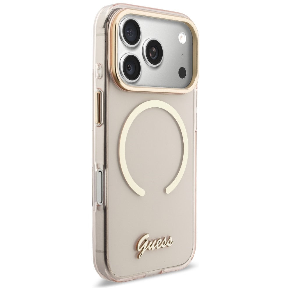 Guess IML Script Metal MagSafe Case for iPhone 17 Pro - Pink_3