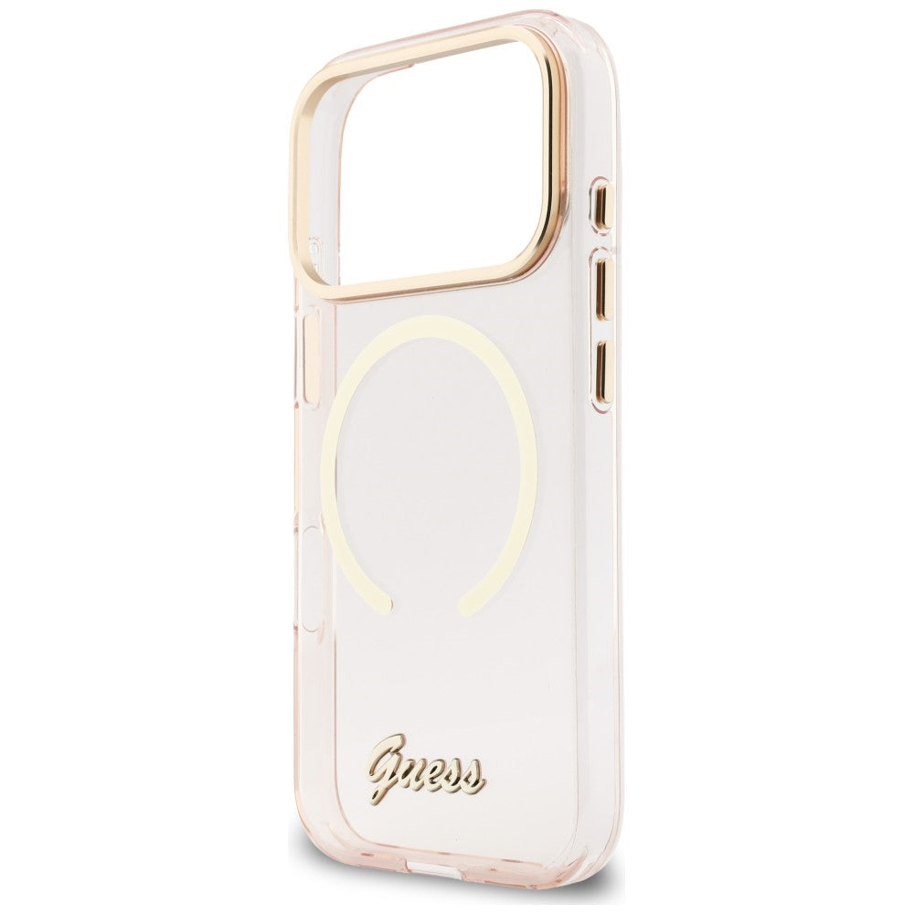 Guess IML Script Metal MagSafe Case for iPhone 17 Pro - Pink_5