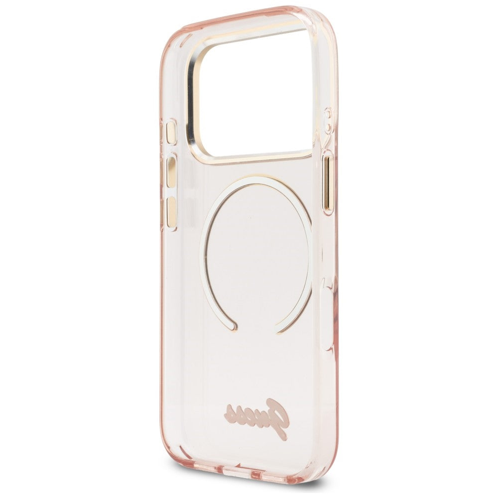 Guess IML Script Metal MagSafe Case for iPhone 17 Pro - Pink_6