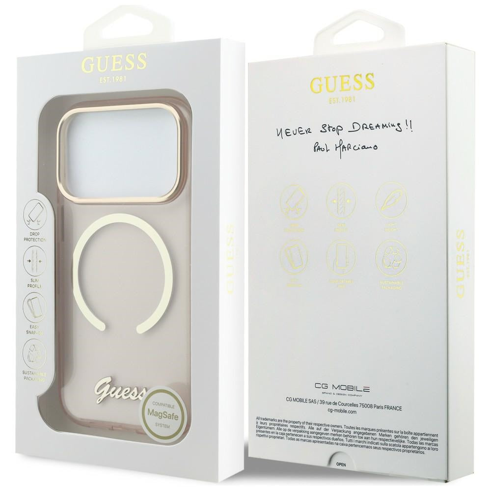 Guess IML Script Metal MagSafe Case for iPhone 17 Pro - Pink_7