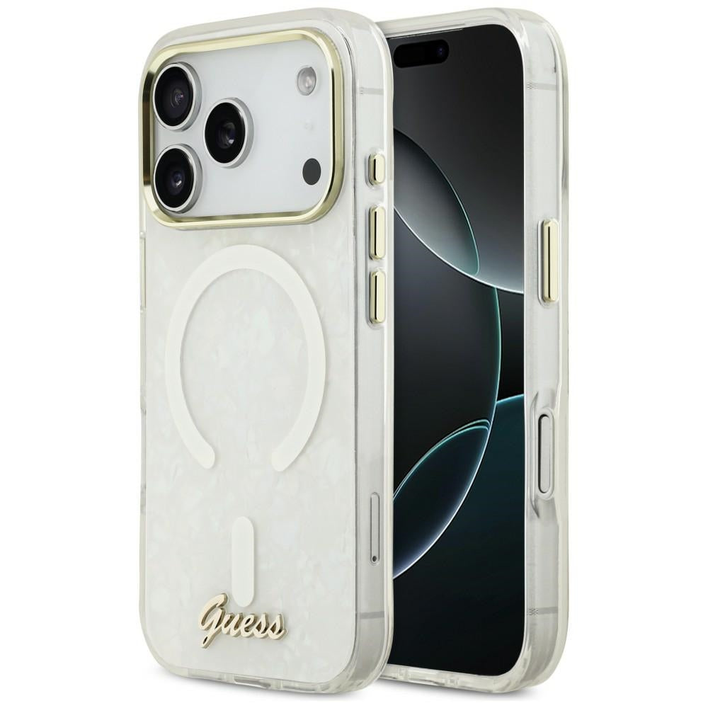 Guess IML Shell Script Metal MagSafe Case for iPhone 17 Pro Max - White_0