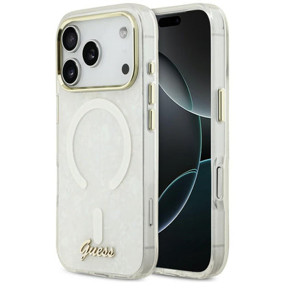 Guess IML Shell Script Metal MagSafe Case for iPhone 17 Pro Max - White_0